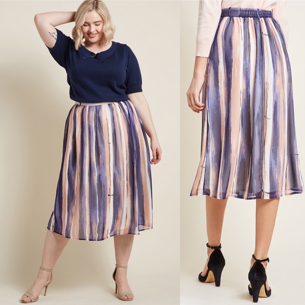 ModCloth Style Saga Chiffon Midi Skirt 3x